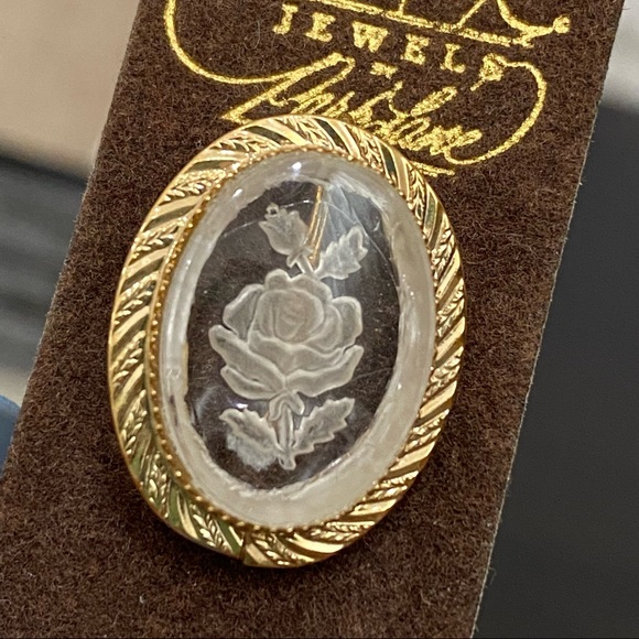 Vintage Jewels Park Lane Rose Flower Intaglio & Mini Victorian Cameo Stick Pins - Picture 7 of 10